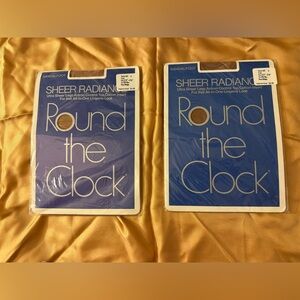 Round the clock sheer radiance sandalfoot pantyhose bare beige  Fits 5'3" -5'6"